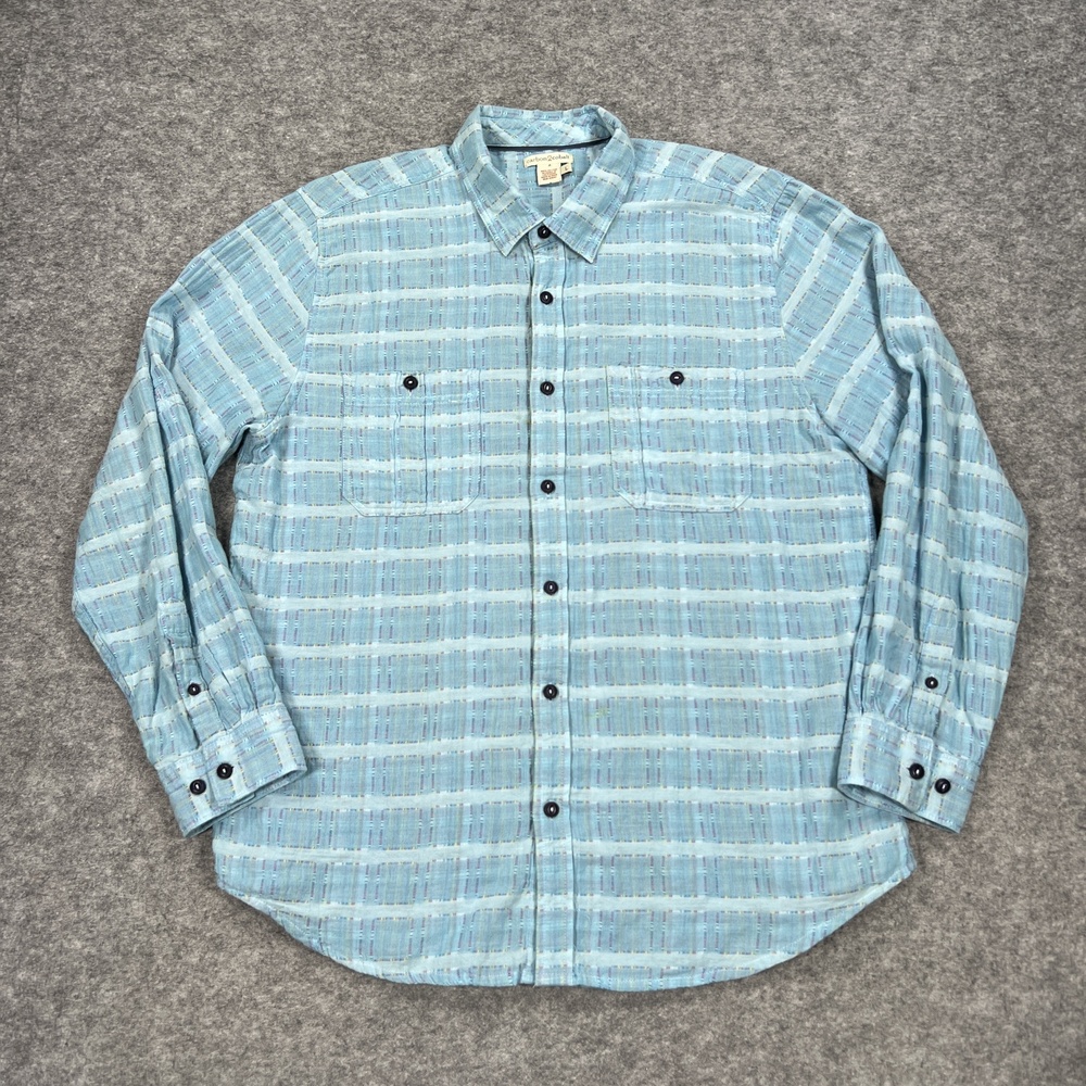 Carbon 2 Cobalt Shirt Mens L Blue Plaid Double Cloth Button Up Casual Preppy